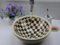 Bacia e pia de banheiro de mármore do mosaico de forma redonda