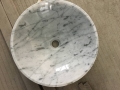 Bacia e dissipador de mármore de carrara branco forma redonda